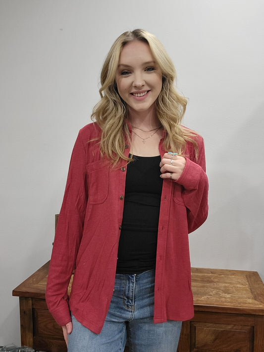 Panache Red Button Up