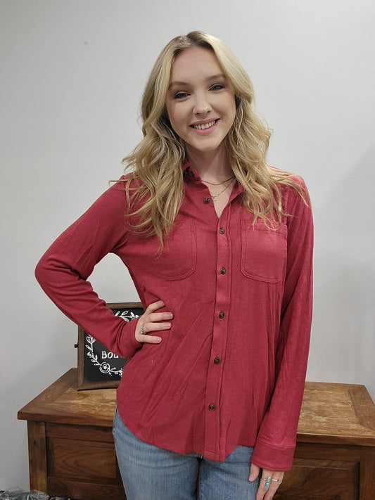 Panache Red Button Up