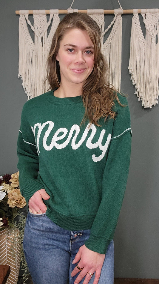 Miracle Green Merry Sweater