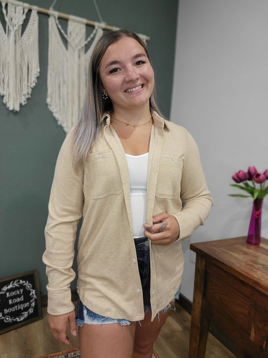 Thread & Supply Iced Coffee Stripe Lewis Button-up