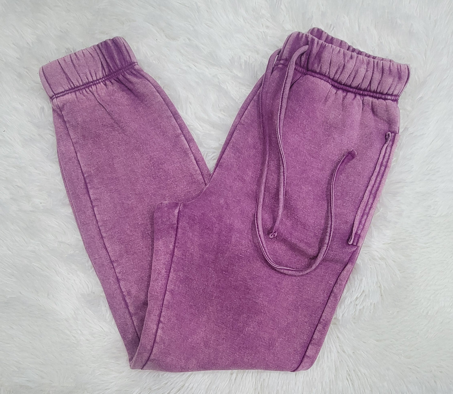 Zenana Sweatpants Acid Wash Magenta