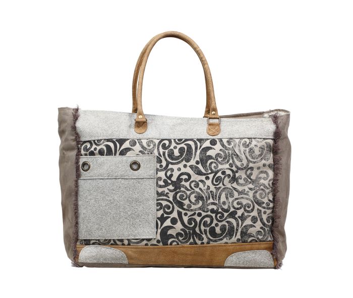 Myra Hide And Floral Print Weekender Bag