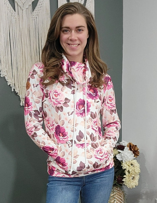 Michelle Mae Pink Floral Cowl Neck