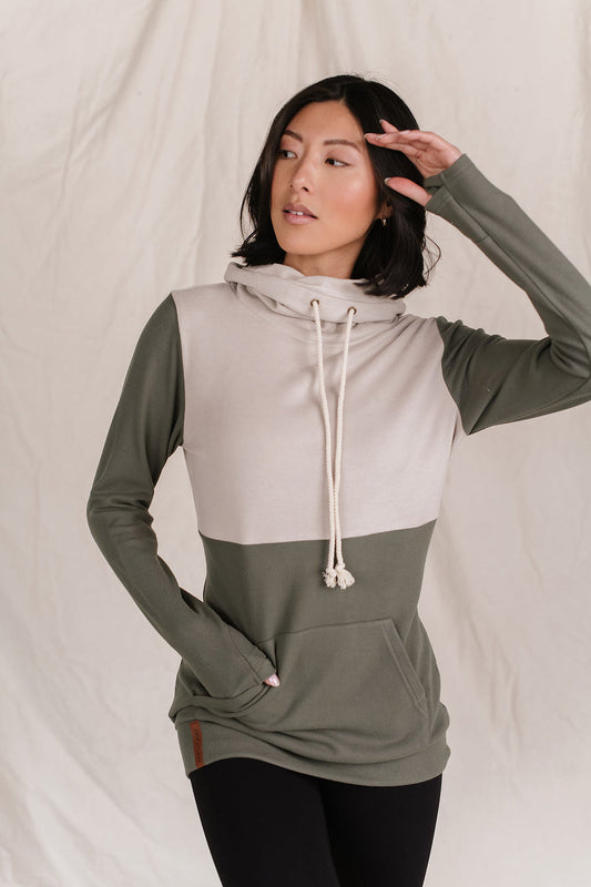 Ampersand Ave Olive Wanderlust Performance Fleece Cowlneck Sweatshirt