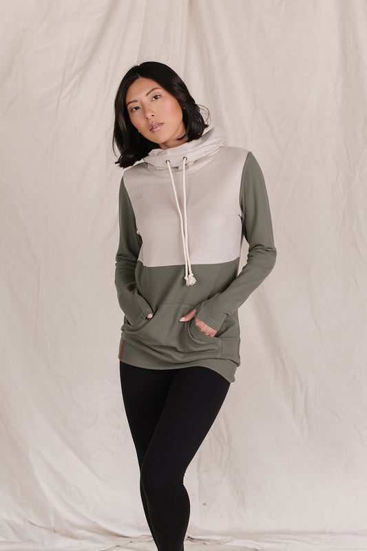 Ampersand Ave Olive Wanderlust Performance Fleece Cowlneck Sweatshirt