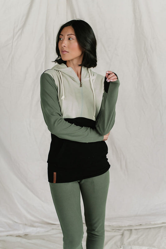 Ampersand Ave Olive Wanderlust Performance Fleece HalfZip Sweatshirt