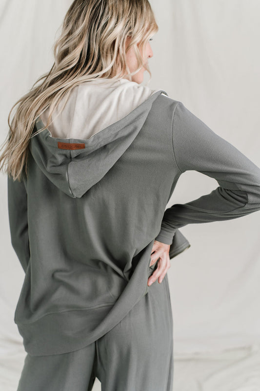 Ampersand Ave Olive Wanderlust Performance Fleece Full Zip Sweatshirt