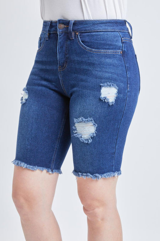 Vintage Dream Bermuda Shorts With Frayed Hem