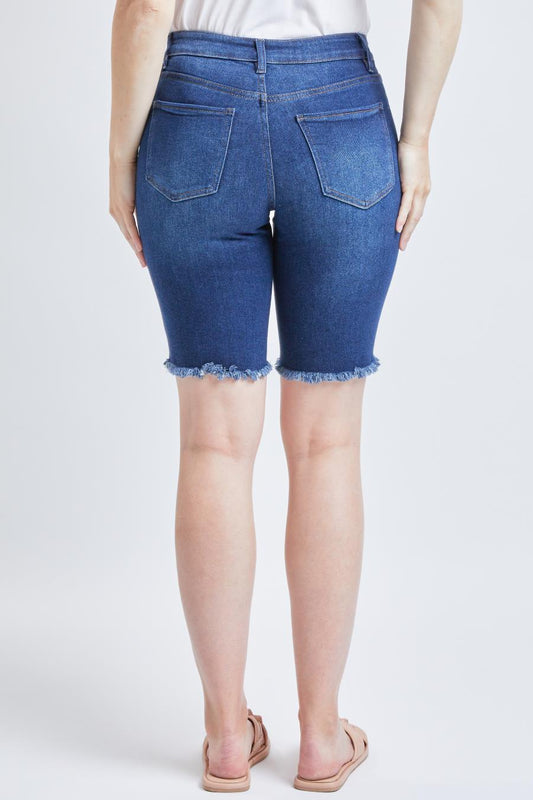 Vintage Dream Bermuda Shorts With Frayed Hem