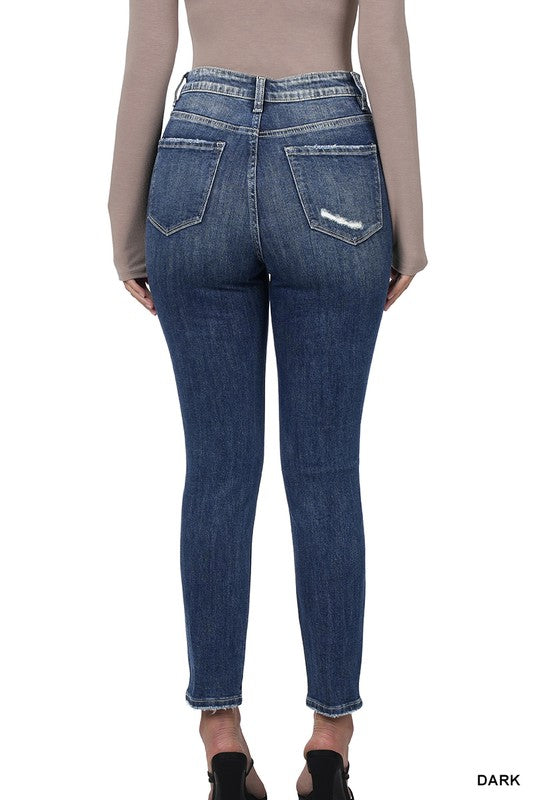 Distressed Hem Ankle Skinny