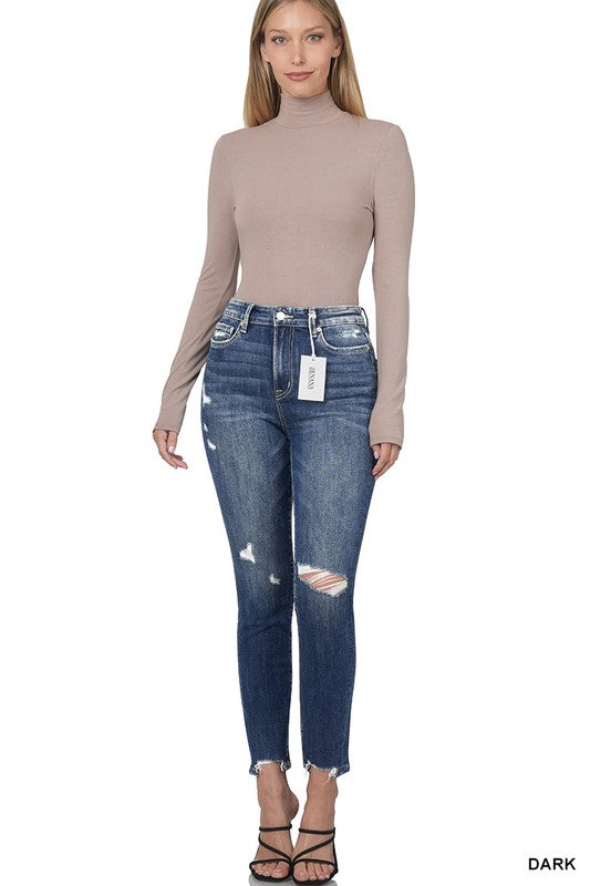 Distressed Hem Ankle Skinny
