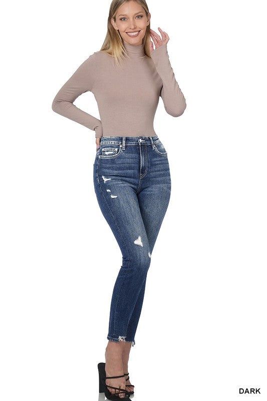 Distressed Hem Ankle Skinny