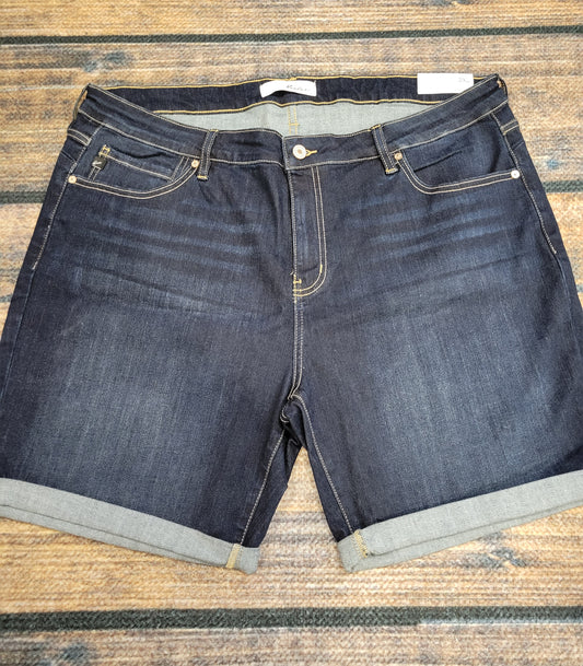 Kancan Mid Rise Bermuda Dark Wash Denim Shorts