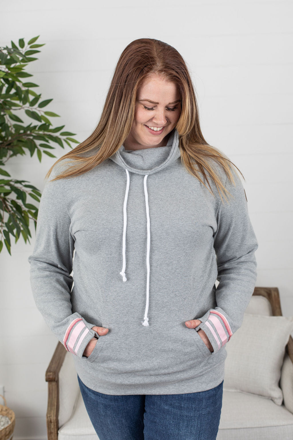 Grey cowl outlet neck hoodie