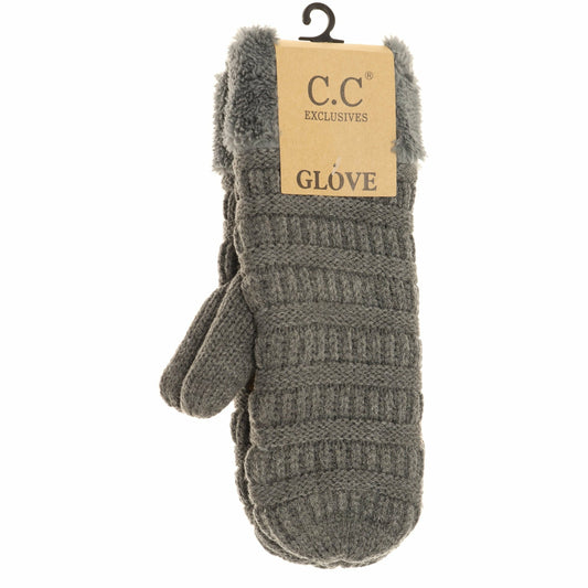 CC Adult Solid Fuzzy Lined Mittens *Multiple colors*