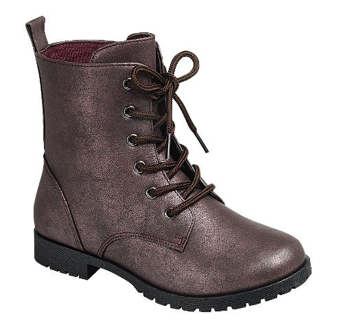 Kids Forever Link Wine Metallic Moto Booties