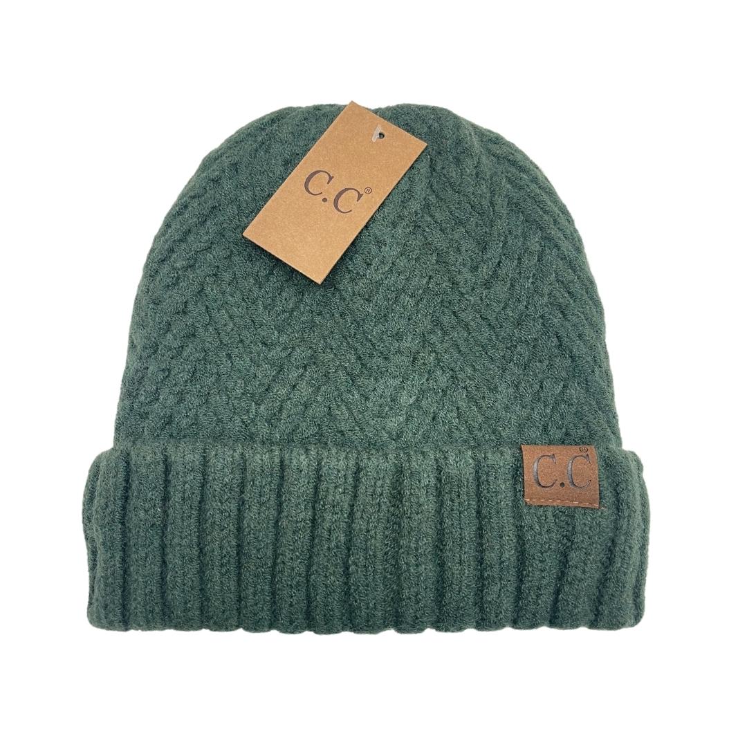 CC Adult Fuzzy Lined Crisscross Knit Beanie *Multiple Colors*