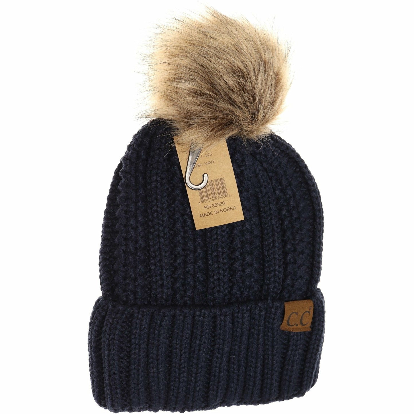 CC Adult Fuzzy Lined Faux Fur Pom Beanie *Multiple Colors*