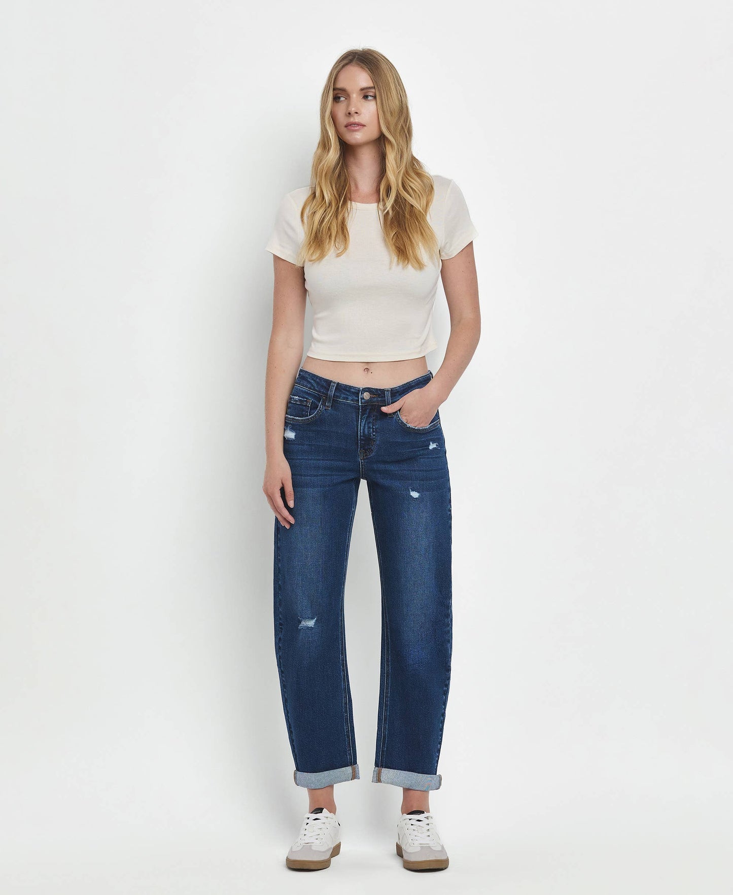 Lovervet Mid Rise Double Cuffed Barrel Jean