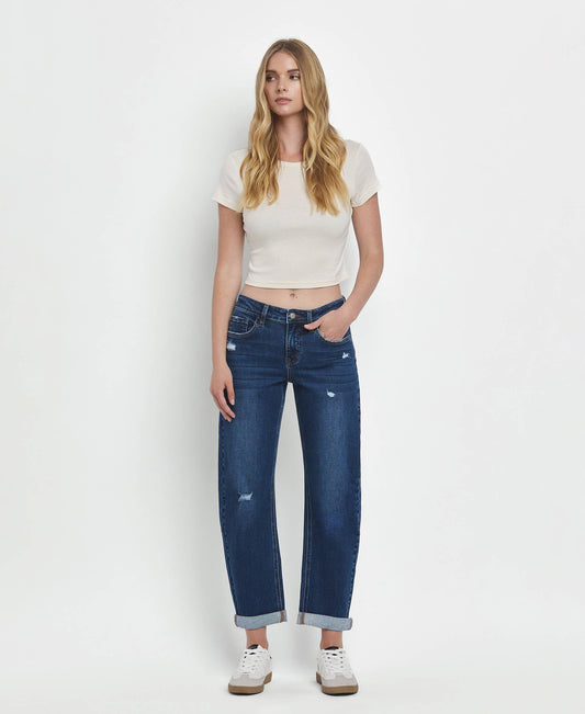 Lovervet Mid Rise Double Cuffed Barrel Jean