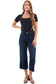 Chloe High Rise Wide Leg Cropped Frayed Jeans: Vintage Tint Dark Wash