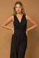 Gilli Sleeveless Surplice Jumpsuit with Pockets: Black