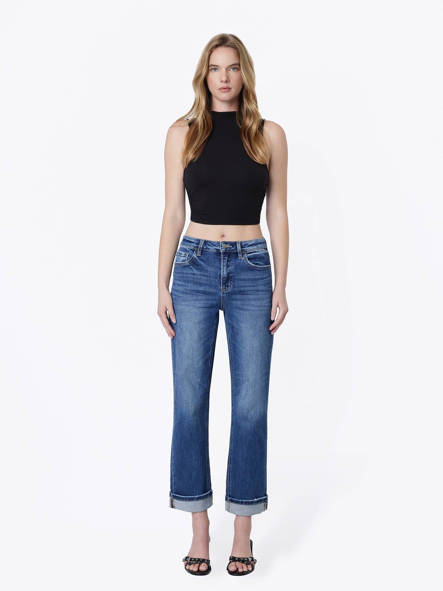 Lovervet High Rise Cuffed Crop Straight
