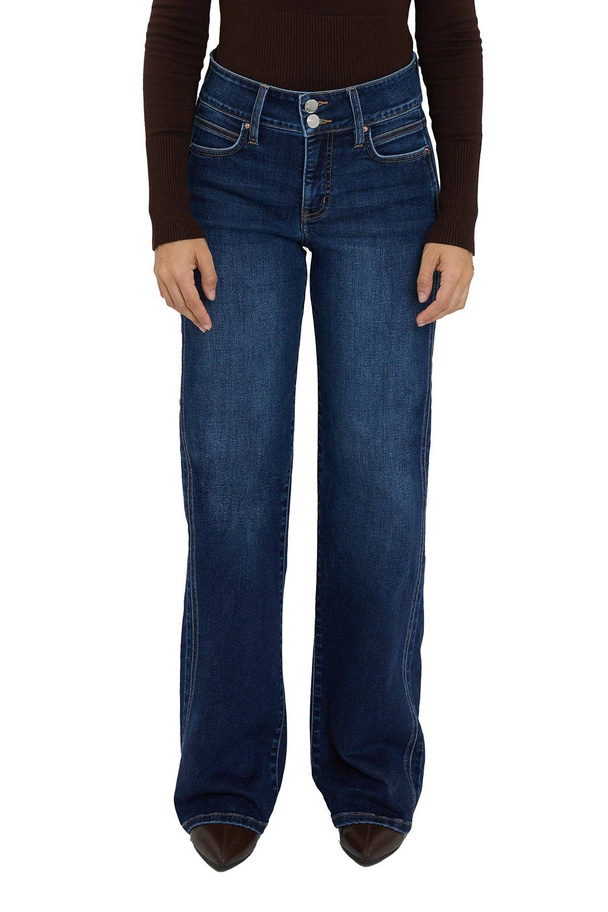 RFM Hailey High Rise Wide Leg Slimmer Jeans - Dark Wash