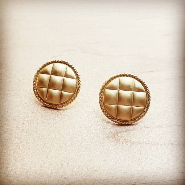 Matte Gold Woven Pattern Earrings