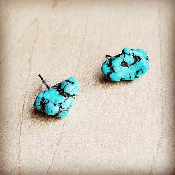 Blue Turquoise Stud Earrings