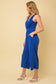 Surplice Sleevless Waist Defined Cropped Jumpsuit: Navy