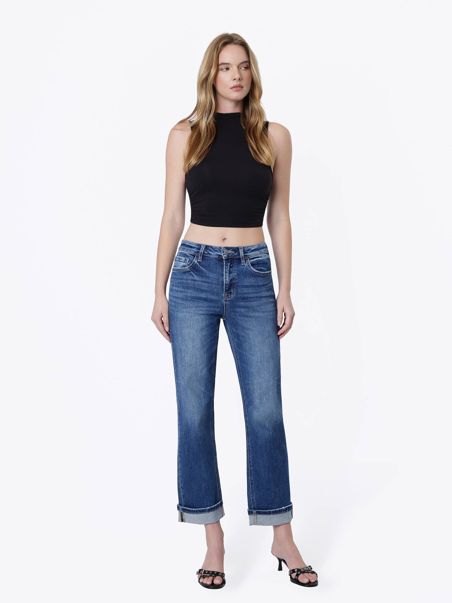 Lovervet High Rise Cuffed Crop Straight