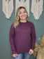 Plum Woven Knit Crew Neck Staccato Sweater