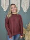 Heathered Burgundy Knit Crew Neck Staccato Sweater