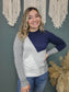 Navy Colorblock Knit Staccato Sweater