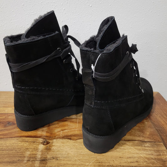 BearPaw Black Krista Wedge Boots