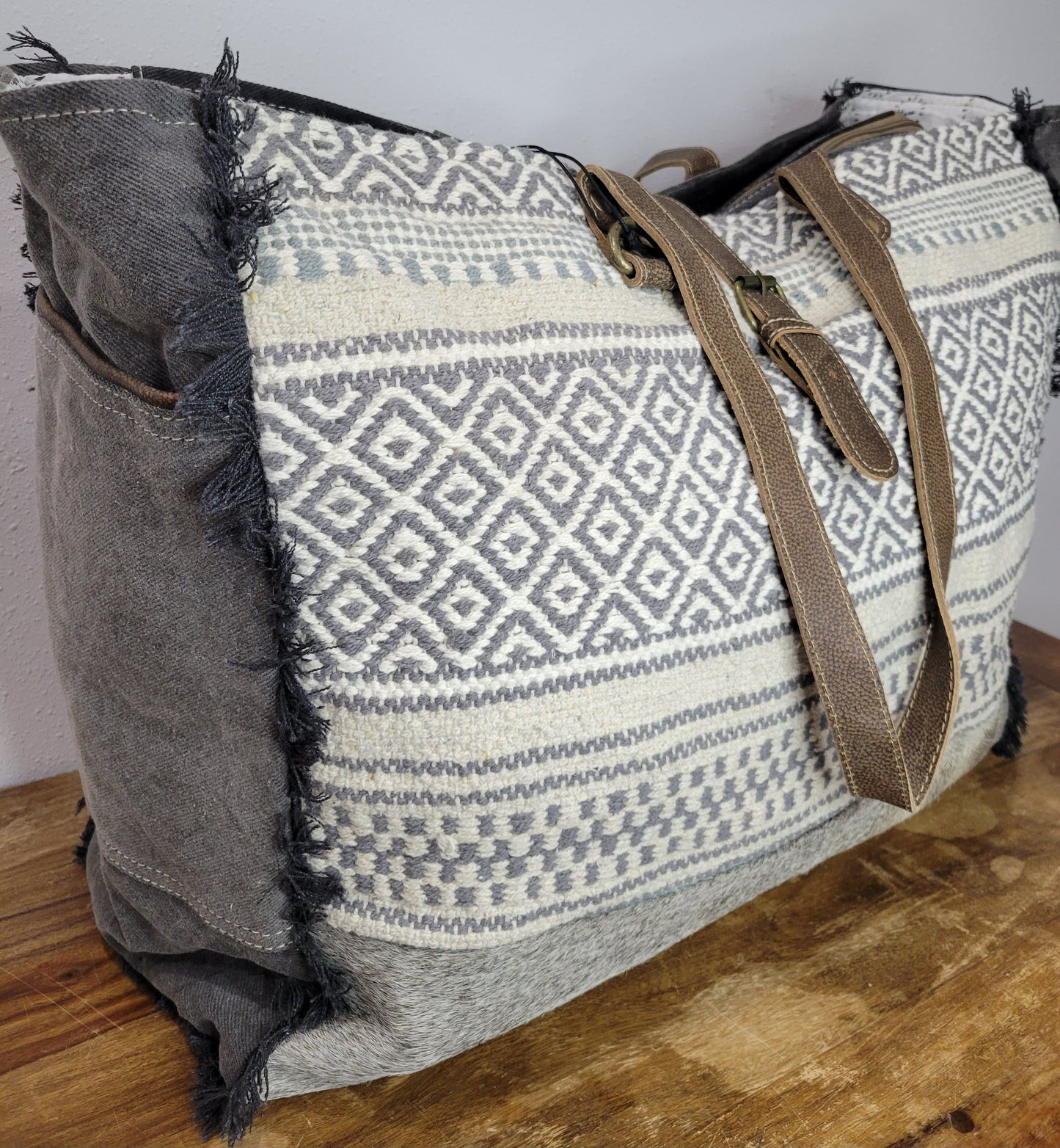 Myra Bag Minimal Rhombus Patterned Weekender Bag