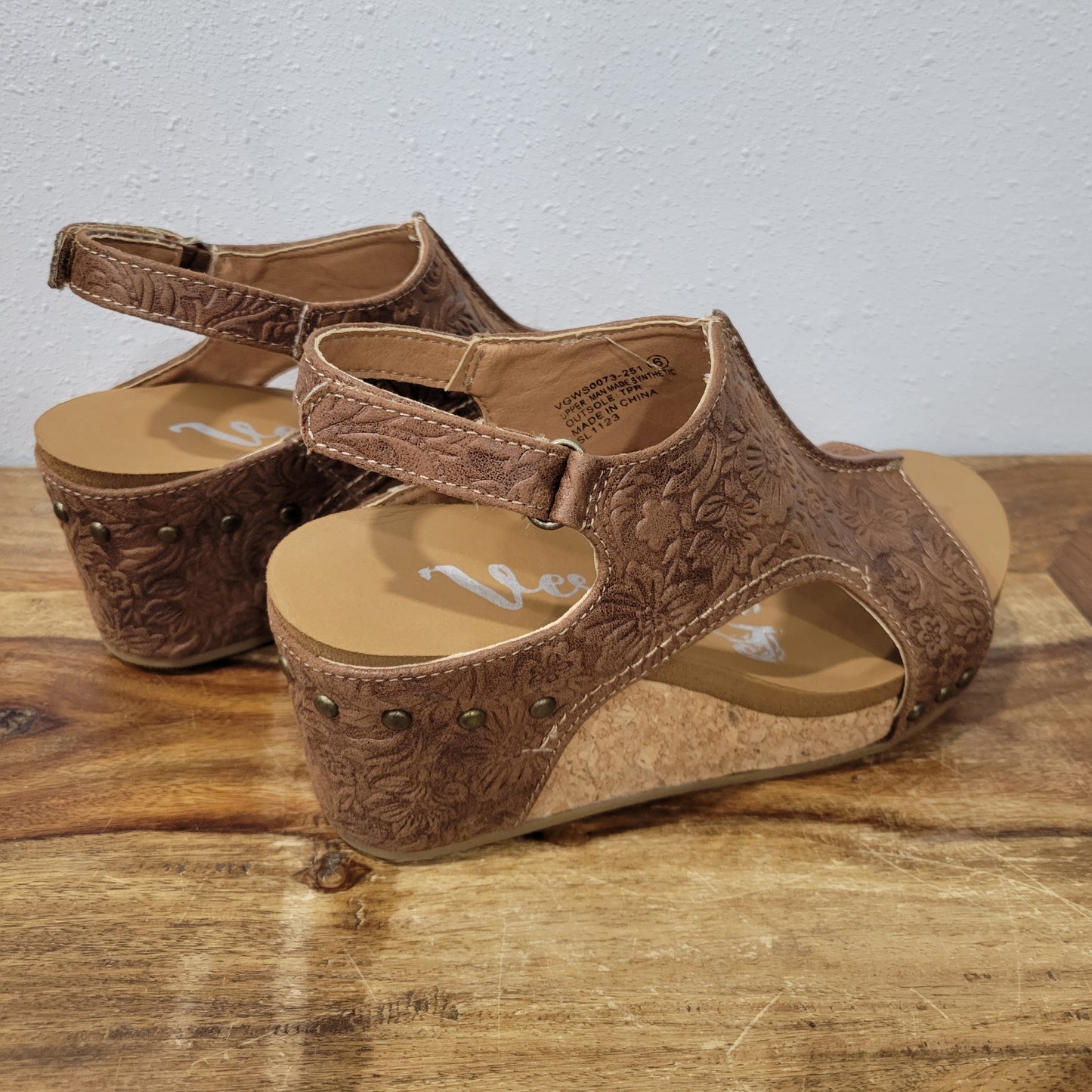 Very G Tan Emily Tooled Wedges