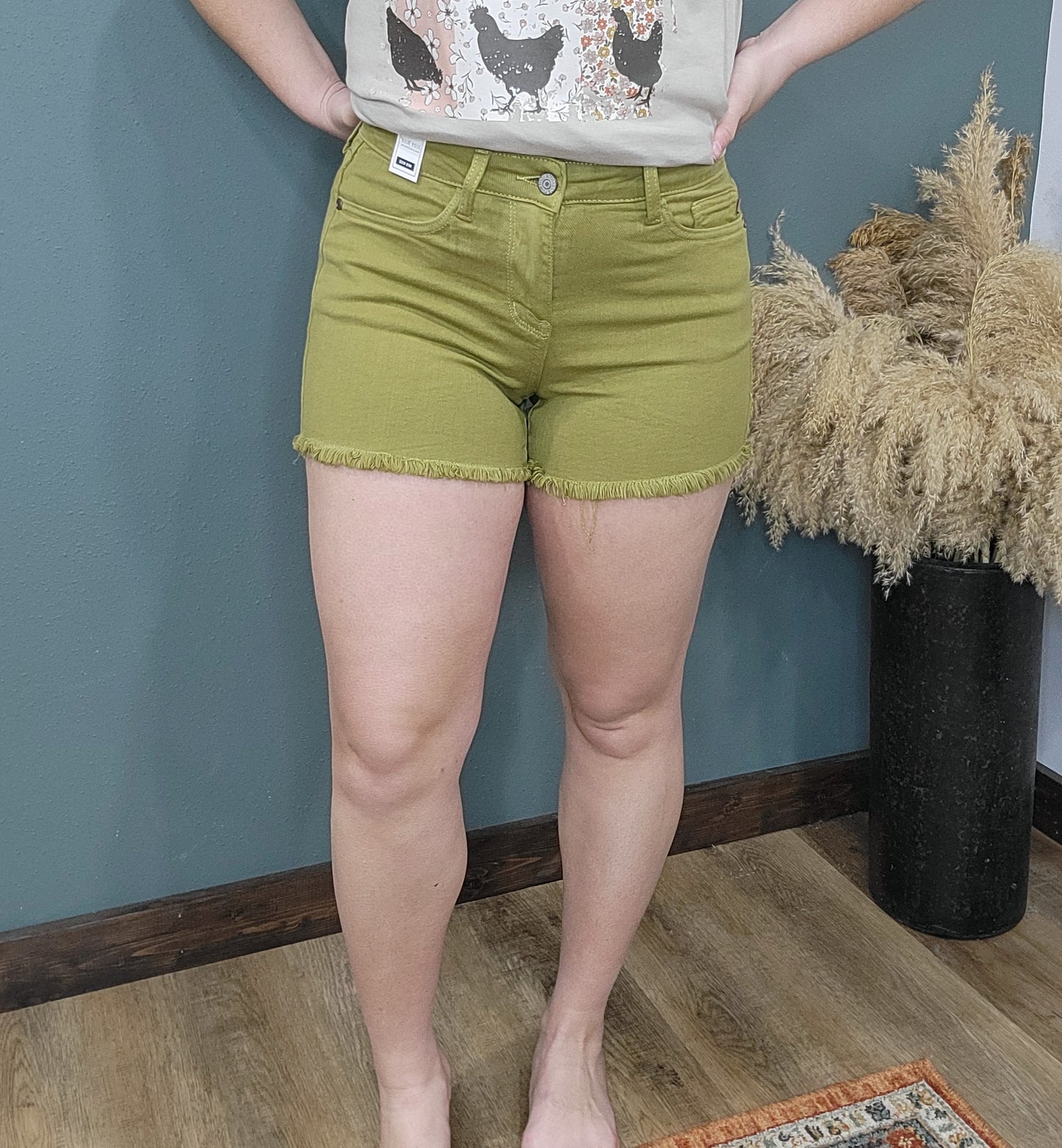 Judy Blue Matcha Mid Rise Shorts