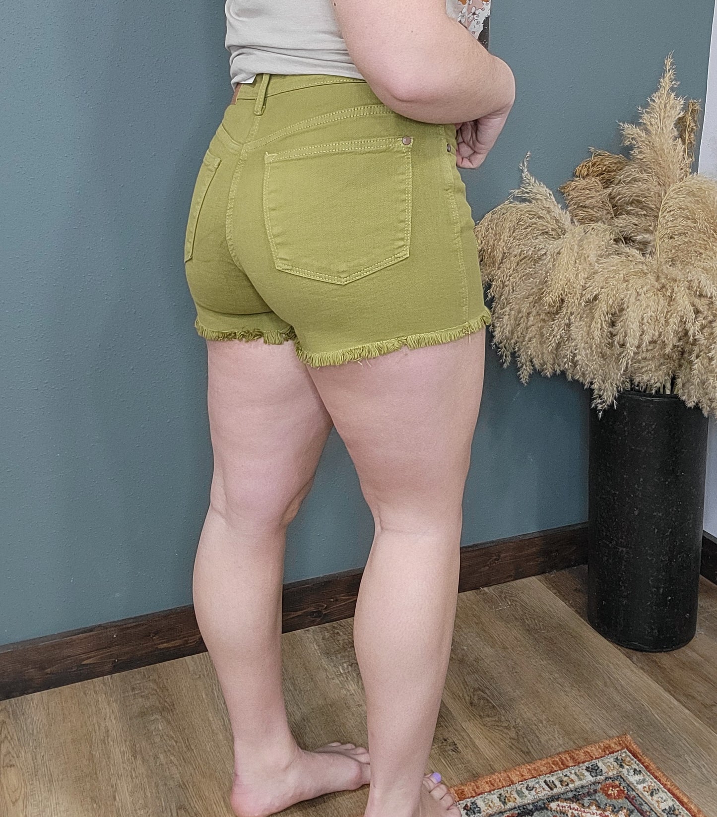 Judy Blue Matcha Mid Rise Shorts