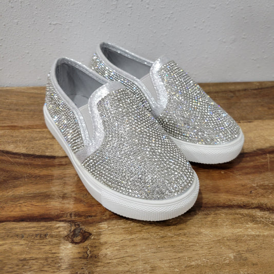 Big Kids Forever Link Silver Rhinestone Slip-on Shoes