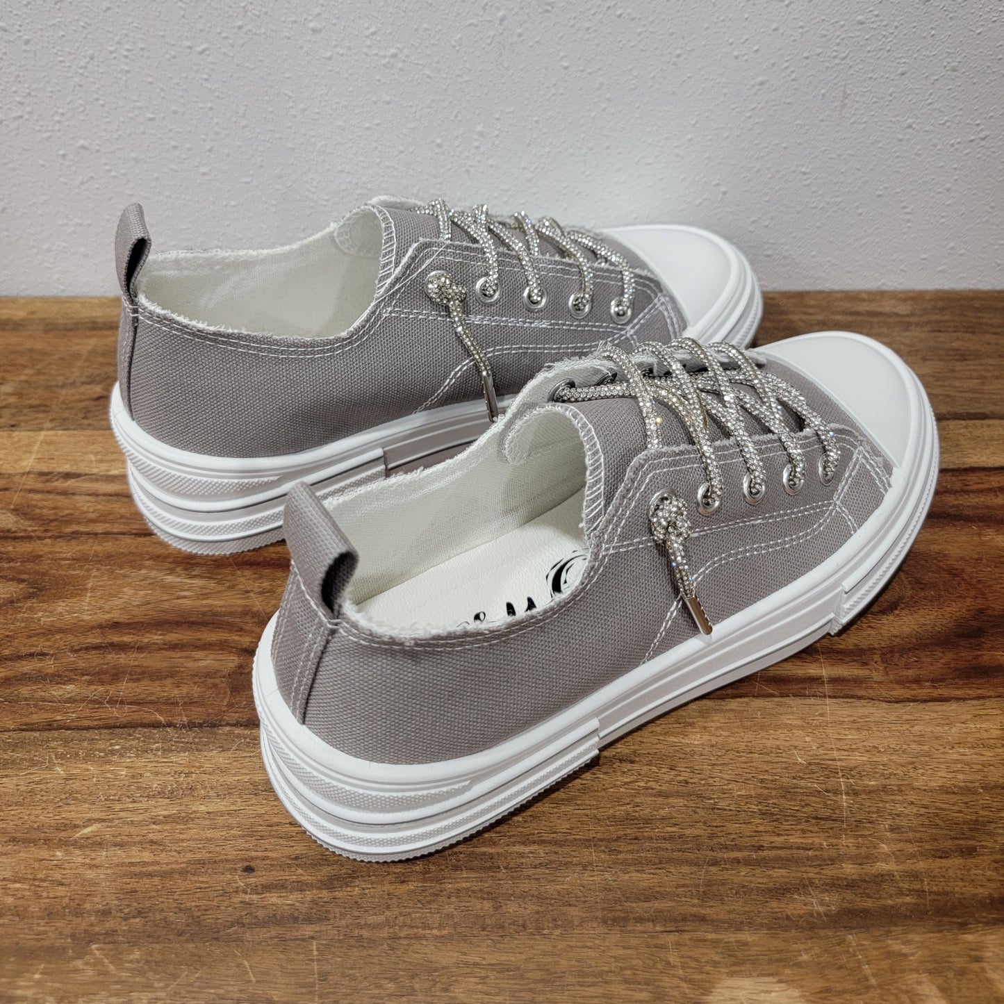 Very G Grey Aman Rhinestone Sneakers