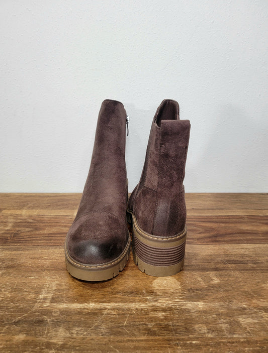 Brown Solo Suede Chunky Heel Boot