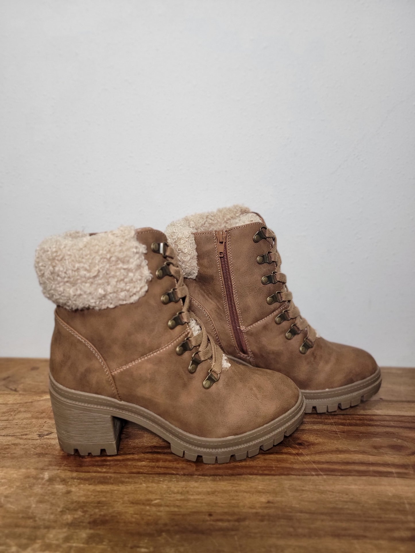 Very G Alpine Tan Sherpa High Heel Boot