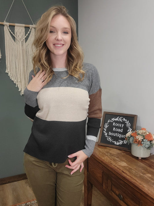 Staccato Multi Stripped Sweater / Charcoal