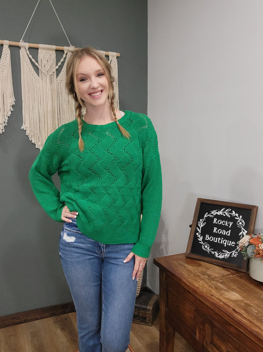 Staccato Knit Sweater / Bright Green