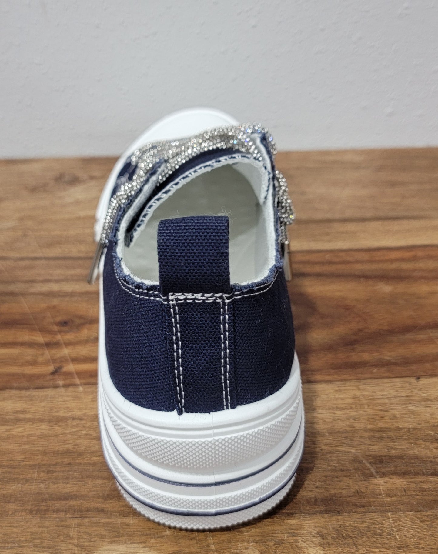 Very G Navy Rhinestone Aman Slip-on Sneakers