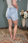 Risen High Rise Light Wash Denim Short