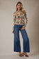 Gilli Long Sleeve Merrow Hem Mesh Top: Ivory-Multi Ditsy
