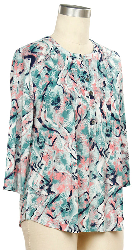 N Touch Hyde Peach Wave Print Blouse